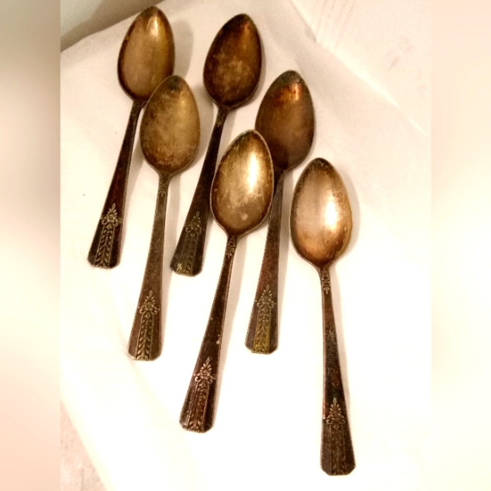 6 Vernon 8" Serving Spoons Silverplated Flatware Silverware Replacement